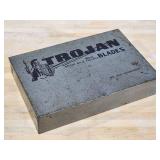 Vintage Trojan Blades Metal Case with Blades