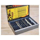 Vintage Trojan Blades Metal Case with Blades