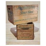 (2) Vintage Remmington Wooden Ammo Crates