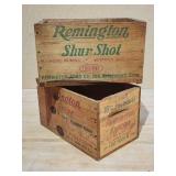 (2) Vintage Remmington Wooden Ammo Crates