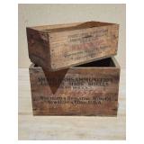 (2) Vintage Winchester Wooden Ammo Crates