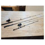 (3) Fishing Poles with (2) Fishing Reels