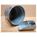 Small Galvanized Trash Can with Scoop