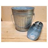 Small Galvanized Trash Can with Scoop