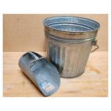 Small Galvanized Trash Can with Scoop