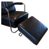 U - Vintage Art Deco Leathercraft Chair with Ottoman