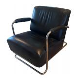 U - Vintage Art Deco Leathercraft Chair with Ottoman