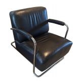 U - Vintage Art Deco Leathercraft Chair with Ottoman