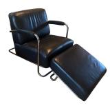 U - Vintage Art Deco Leathercraft Chair with Ottoman
