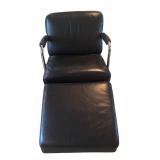 U - Vintage Art Deco Leathercraft Chair with Ottoman