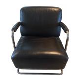U - Vintage Art Deco Leathercraft Chair with Ottoman
