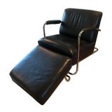 U - Vintage Art Deco Leathercraft Chair with Ottoman