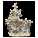L - Lladro Porcelain Sculpture Girl with Birds on Bench