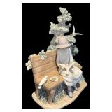 L - Lladro Porcelain Sculpture Girl with Birds on Bench