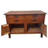 U - Vintage Oak Cabinet / Commode / Wash sTand with Drawers and Cabinet Doors