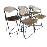 K - Set of 5 Vintage Arthur Umanoff Barstools