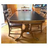Vintage Dining Table with 5 Chairs and Leaves