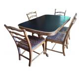 Vintage Dining Table with 5 Chairs and Leaves