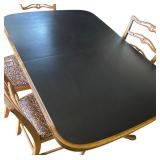 Vintage Dining Table with 5 Chairs and Leaves
