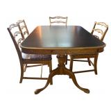 Vintage Dining Table with 5 Chairs and Leaves