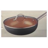 L - Parini Copper Nonstick Wok with Lid