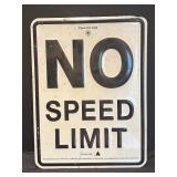 L - Set of 3 Vintage Metal Signs - No Speed Limit, Fire Hose, Free Beer Tomorrow