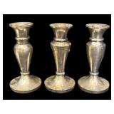 L - Set of 5 Vintage Silver and Brushed Silver Candle Holders including Restoration Hardware