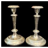 L - Set of 5 Vintage Silver and Brushed Silver Candle Holders including Restoration Hardware