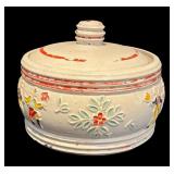 L - Vintage Red Wing Pottery Dancing Peasants Covered Pot
