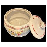 L - Vintage Red Wing Pottery Dancing Peasants Covered Pot