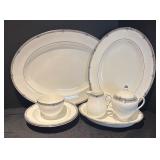 K - Vintage Wedgwood Amherst Bone China Serving Set with Platters, Bowls, Sugar and Creamer