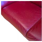 LR - Vintage Red Leather Sofa with Metal Legs