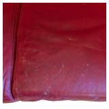 LR - Vintage Red Leather Sofa with Metal Legs
