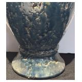 L - Aldik Lion Urn Vase with Blue Marble Glaze