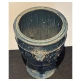 L - Aldik Lion Urn Vase with Blue Marble Glaze