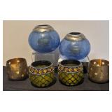 L - Set of 6 Decorative Candle Holders - Glass and Metal Assortment