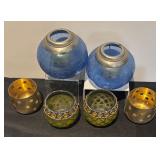 L - Set of 6 Decorative Candle Holders - Glass and Metal Assortment