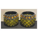 L - Set of 6 Decorative Candle Holders - Glass and Metal Assortment