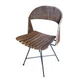 K - Vintage Chair with Wood Slat Seat and Woven Backrest