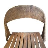 K - Vintage Chair with Wood Slat Seat and Woven Backrest