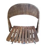 K - Vintage Chair with Wood Slat Seat and Woven Backrest