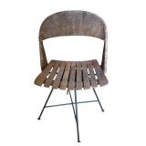 K - Vintage Chair with Wood Slat Seat and Woven Backrest