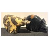 L - Pair of Stone Animal Carvings