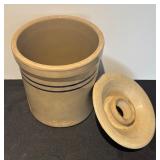 L - Vintage Stoneware Crock with Lid