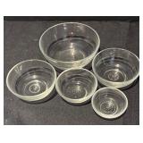 L -Vintage Duralex Glass Nesting Mixing Bowl Set