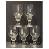Set of 5 Clear Glass Goblet Stemware