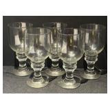 Set of 5 Clear Glass Goblet Stemware