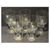 Set of 5 Clear Glass Goblet Stemware