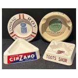 L - Set of 4 Vintage Advertising Ashtrays Including Cognac Roy and Cinzano