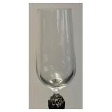 L - Pair of Baker Art Foundry Champagne Flutes with Decorative Pewter Stems